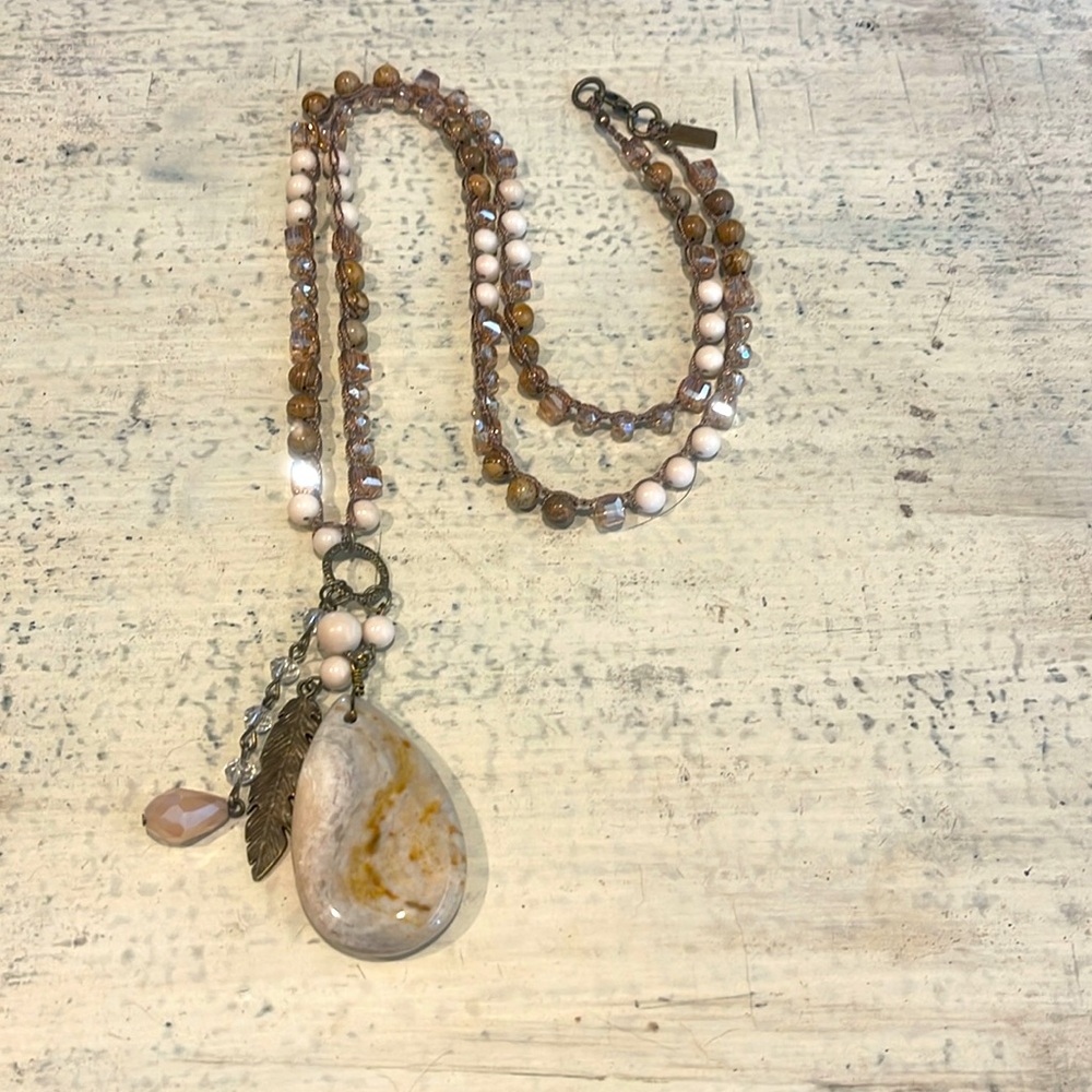Bohemian Cream Handmade Chain gemstone necklace